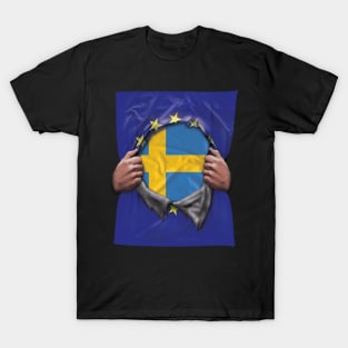 Sweden Flag European Union Flag Ripped Open - Gift for Swede From Sweden T-Shirt